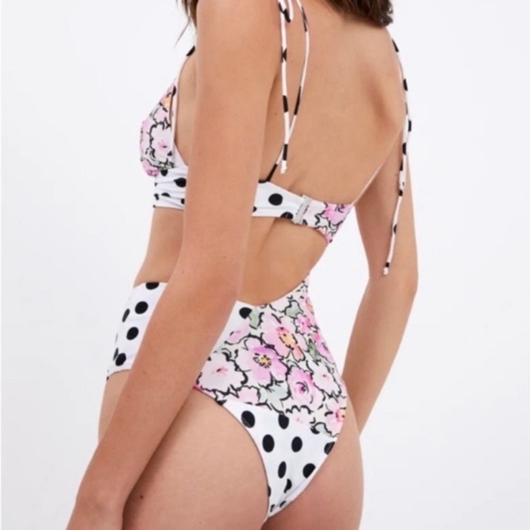 New! For love and lemons Neapolitan polka dot floral monokini 10448 - Picture 3 of 11